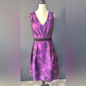 Carmen Marc Valvo Purple Satin Dress | Size 14